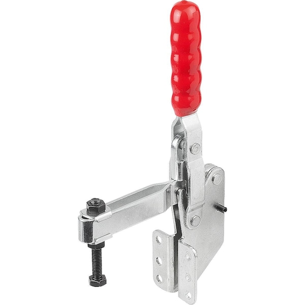 Kipp Toggle Clamp Vertical Std, Angled Foot F2=3600, Adj Clamping Spind M08X60, Steel Zinc Plated,  - K1259.03600