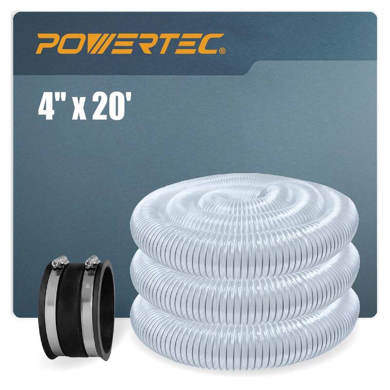 Manguera de recolección de polvo de 4 pulgadas x 20 pies con manga flexible de control de polvo y abrazaderas de acero para sistemas de recolección de polvo - 70388N