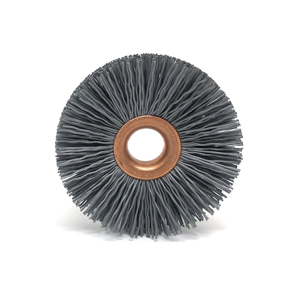 Brush Research Manufacturing CY212320SC Abrasive Nylon Copper Center Wheel, 2.5" Dia., 320SC, .500" Arbor Hole, .750" Trim - CY212320SC