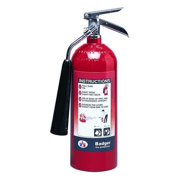 Badger Fire Extinguisher, 5 lb Capacity, Class BC , UL Rating5B:C , Carbon Dioxide 9 sec, Discharge Time: - B5V