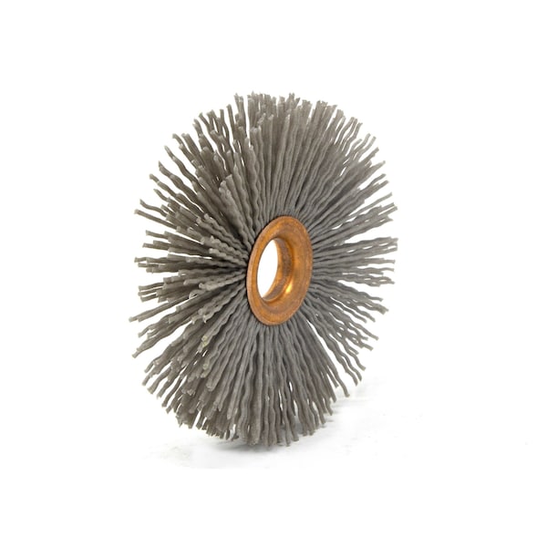Brush Research Manufacturing CY312180AOF Abrasive Nylon Copper Center Wheel, 3.5" Dia., 180AO, .625" Arbor Hole, 1.187" Trim - CY312180AOF