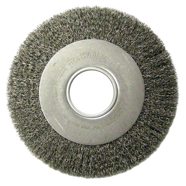 Weiler 8" Medium Face Crimped Wire Wheel .014" Steel Fill 2" Arbor Hole - 6120