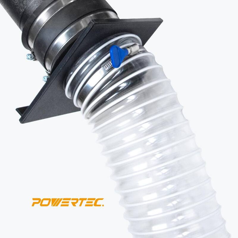 Manguera para recolección de polvo de PVC de 4 pulgadas x 10 pies con acoplador rápido de extremo roscado y abrazaderas de manguera de llave de 4 pulgadas - 70329N