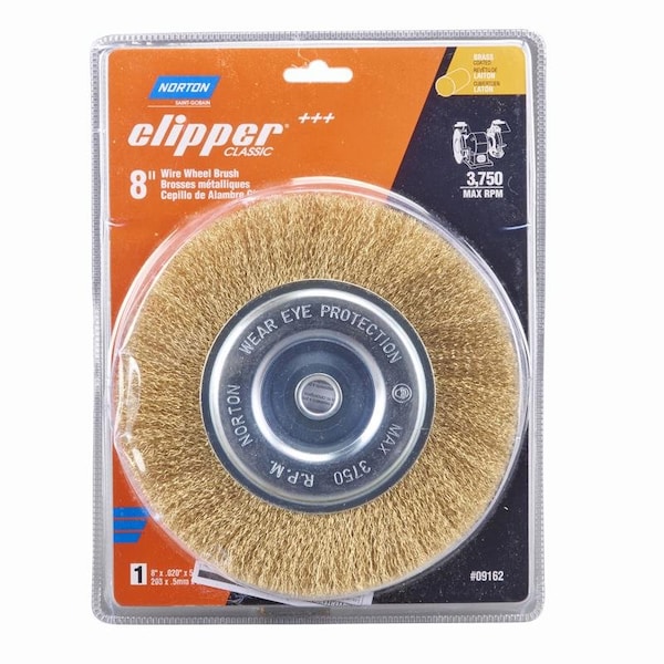 Norton Abrasives Norton Clipper 8 in. Coarse Crimped Wire Wheel Brush Brass 3750 rpm 1 pc - 70184609162