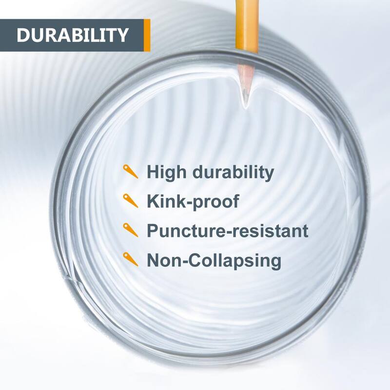 Manguera de colección de polvo de 6 pulgadas por 10 pies con compuerta de ráfaga y 5 abrazaderas para sistemas de recolección de polvo - 70431N.