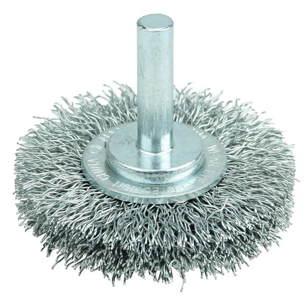 Weiler Wolverine 2" Crimped Wire Wheel, .012" Steel Fill, 1/4" Stem - 36209