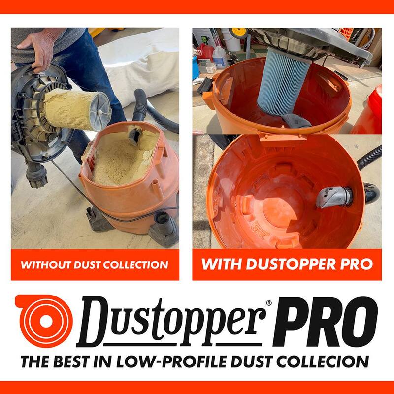 Separador de polvo ciclónico de alta eficiencia Dustopper PRO, 12 pulgadas de diámetro con manguera de 2.5 pulgadas, 36 pulgadas de largo con 2 codos de barrido de alto flujo - HD12B