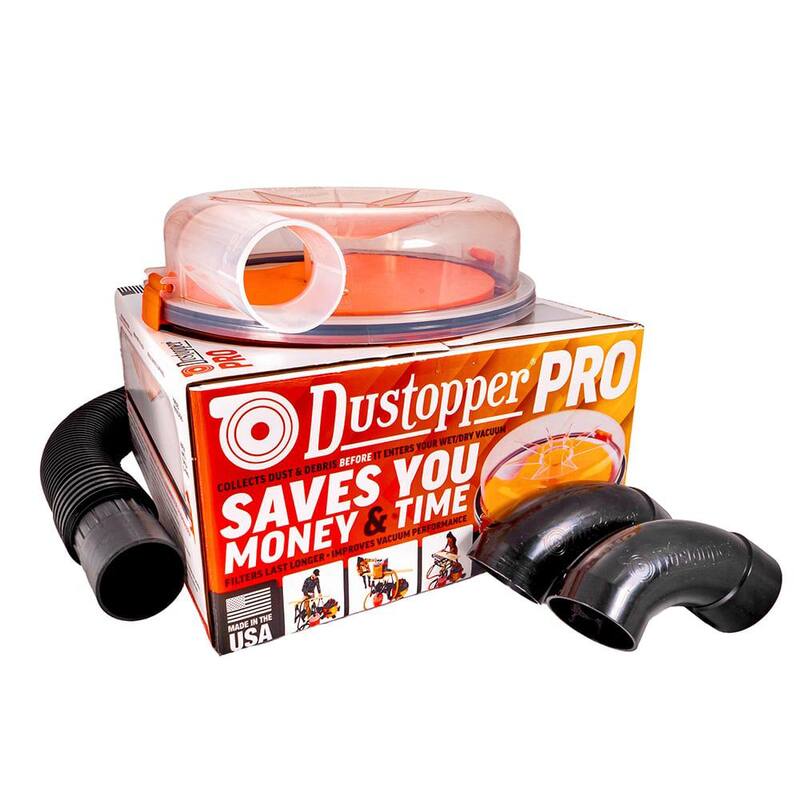 Separador de polvo ciclónico de alta eficiencia Dustopper PRO, 12 pulgadas de diámetro con manguera de 2.5 pulgadas, 36 pulgadas de largo con 2 codos de barrido de alto flujo - HD12B