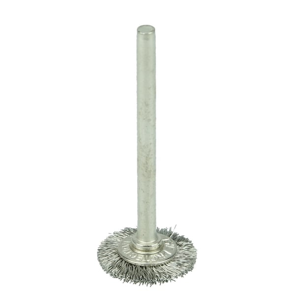 Weiler 5/8" Miniature Wire Wheel, .005" Stainless Steel Fill, 1/8" Stem - 99554