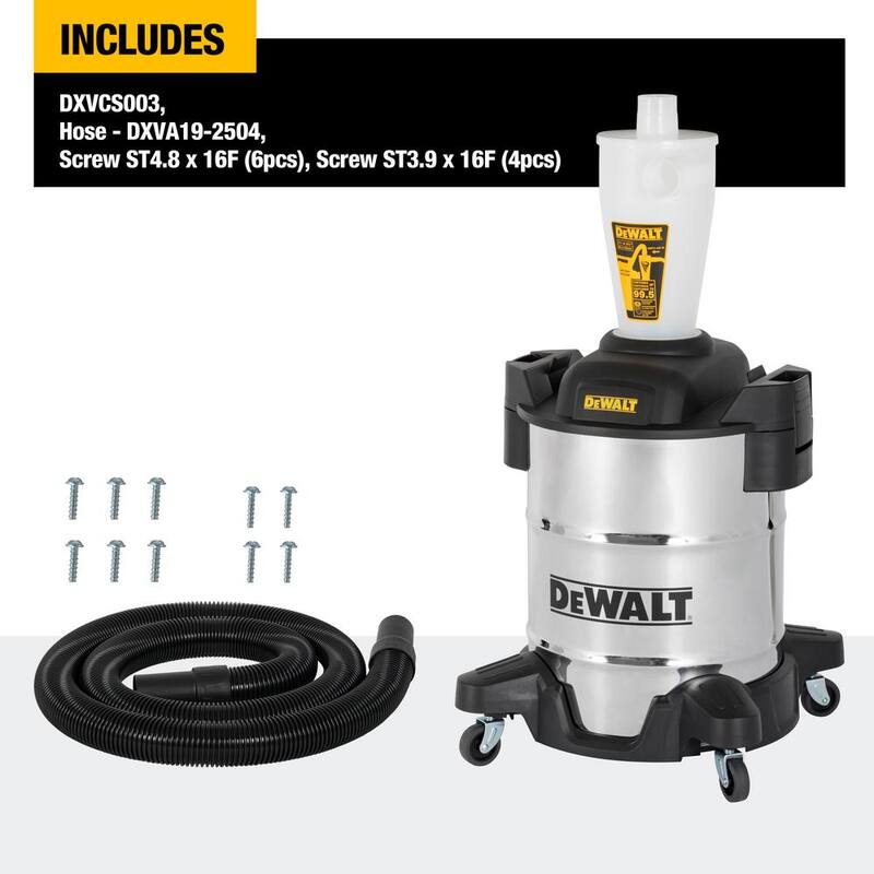 Separador de polvo DEWALT con tanque de acero inoxidable de 10 galones - DXVCS003