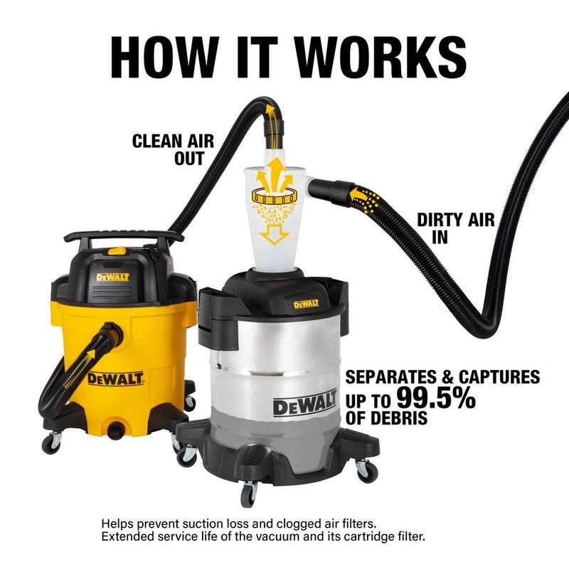 Separador de polvo DEWALT con tanque de acero inoxidable de 10 galones - DXVCS003