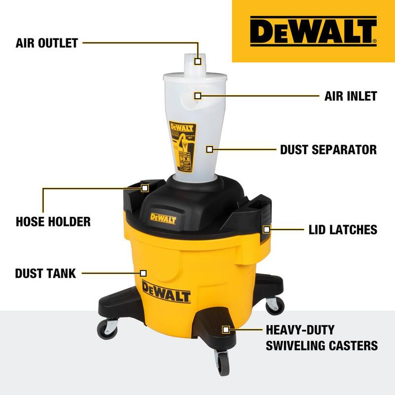 Separador de polvo DEWALT con tanque de polietileno de 6 galones - DXVCS002