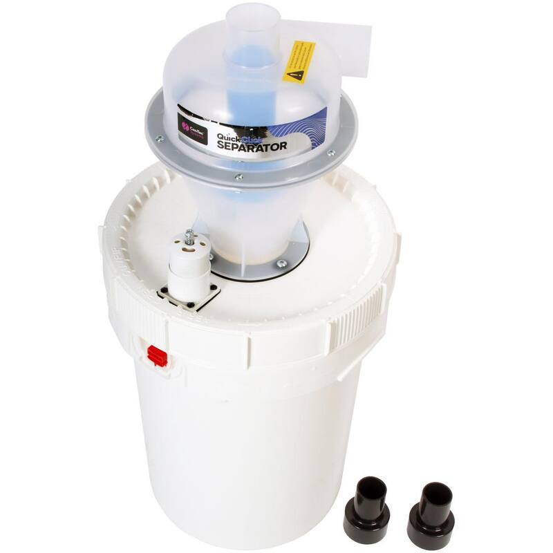 Separador de polvo Quick Click de Cen-Tec ensamblado con recipiente de colección con bloqueo de 12 galones y alivio de aire - 98548