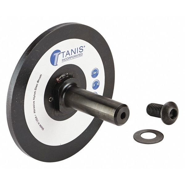 Tanis Brush Brush, Abrasive, Nyl, 8", .028" dia., 120G, CX, Mounting Type: Arbor Hole - 30170