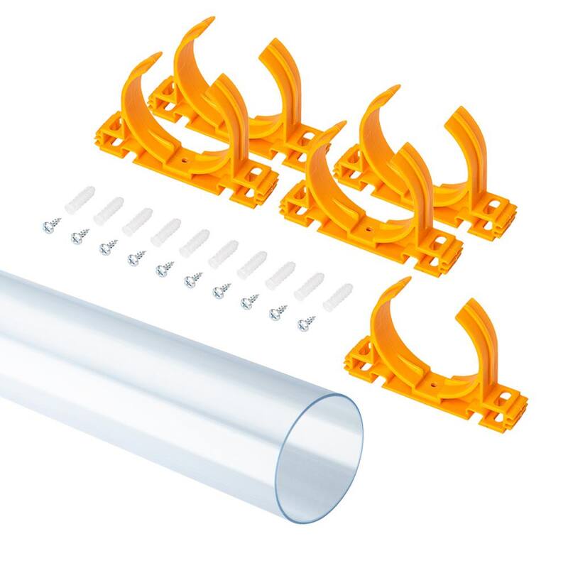 Tubo de plástico rígido de PVC de 2-1/2 pulgadas x 36 pulgadas de largo y 5 ganchos abiertos para tubería y manguera de recolección de polvo - 70400