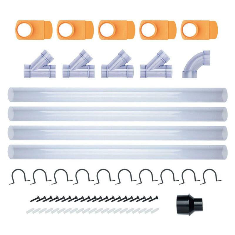 Kit de colección de polvo de 2-1/2 pulgadas de POWERTEC con red de accesorios, reductor, compuerta de ráfaga, tuberías, codo, conexión en Y, soportes de montaje - 70304