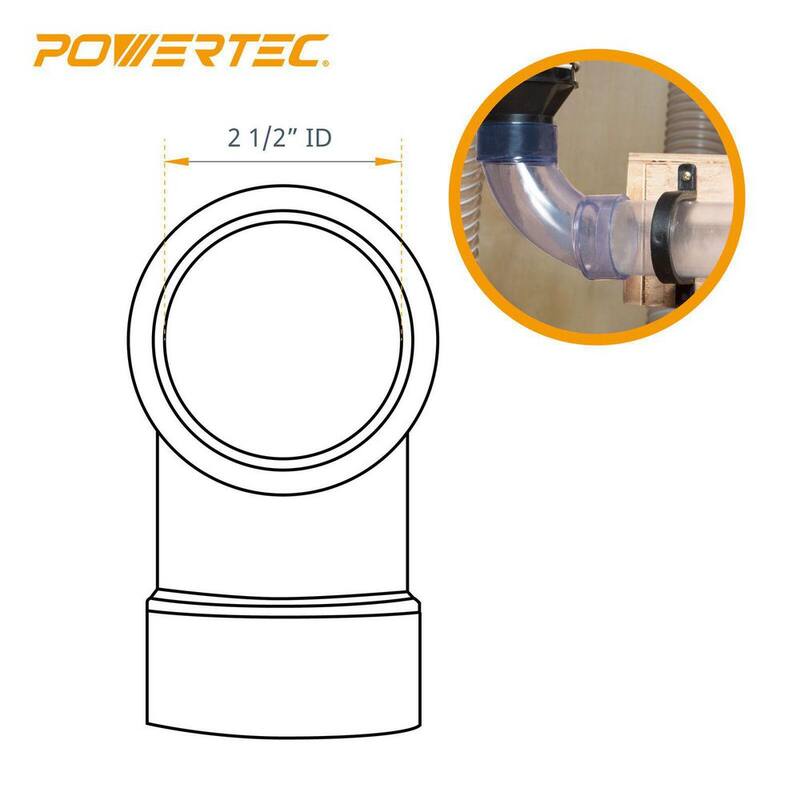 Kit de colección de polvo de 2-1/2 pulgadas de POWERTEC con red de accesorios, reductor, compuerta de ráfaga, tuberías, codo, conexión en Y, soportes de montaje - 70304