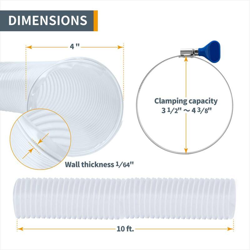 Manguera de colección de polvo de PVC POWERTEC de 4 pulgadas x 10 pies con reductor de cono de mangueras de 4 pulgadas a 2-1/2 pulgadas para sistemas de colección de polvo (paquete de 1) - 70375