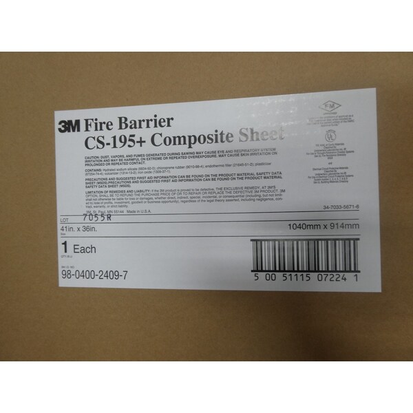 3M CS-195+ COMPOSITE SHEET FIRE BARRIER 41IN X 36IN ENCLOSURE PARTS AND ACCESSORY - 98-0400-2409-7