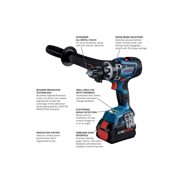 Bosch Cordless Drill, 1/2 in, 18V DC - GSR18V-1330CB14
