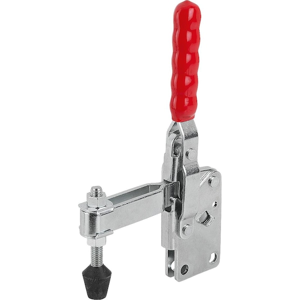 Kipp Toggle Clamp, Vertical Foot, Std, F2=4000, Adj Clamping Spind M10X85, Steel Electro Zinc-Plated,  - K1246.04000