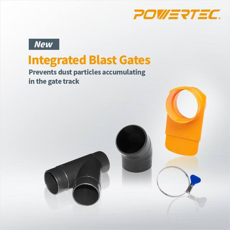 Kit de accesorios para recolección de polvo de 4 pulgadas POWERTEC con conectores, compuertas de explosión y abrazaderas para sistemas de recolección de polvo - 70316NR
