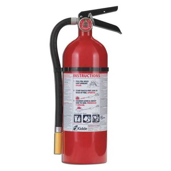 Kidde Fire Extinguisher, Class ABC, UL Rating 3A:40B:C, 195 psi, Rechargeable, 5 lb capacity, 18 ft Range - FC340M-VB