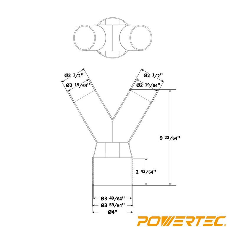 Divisor de adaptador de colección de polvo de 4 a 2-1/2 pulgadas de POWERTEC - 70276