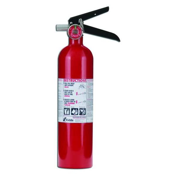 Kidde Fire Extinguisher, Class ABC, UL Rating 1A:10B:C, 100 psi, Rechargeable, 2.5 lb capacity - PRO-2.5MP-1