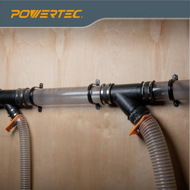 Colgadores POWERTEC para manguera y tubería de recolección de polvo de 4 pulgadas con tornillos de montaje (paquete de 10) - 70343-P2N