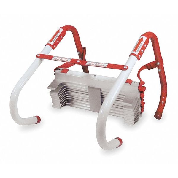 Kidde Emergency Escape Ladder, Window Mount, 3 Stories, Steel, 25 ft Length, 1000 lb Load Capacity - 468094