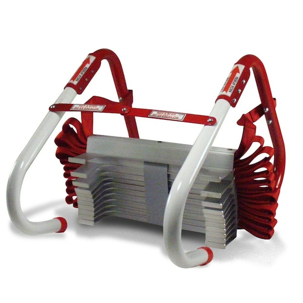 Kidde Emergency Escape Ladder, Window Mount, 3 Stories, Steel, 25 ft Length, 1000 lb Load Capacity - 468094