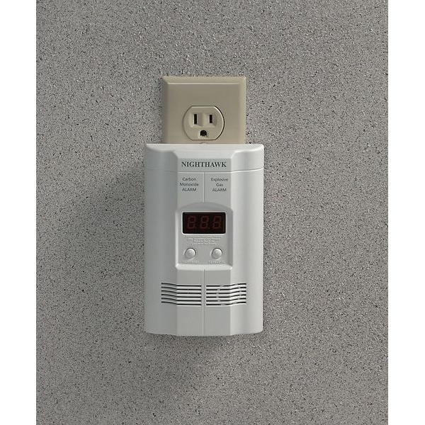 Kidde Carbon Monoxide and Gas Alarm, 85 dB @ 10 ft, 120V AC, 9V, Electrochemical Battery Backup: Yes - KN-COEG-3