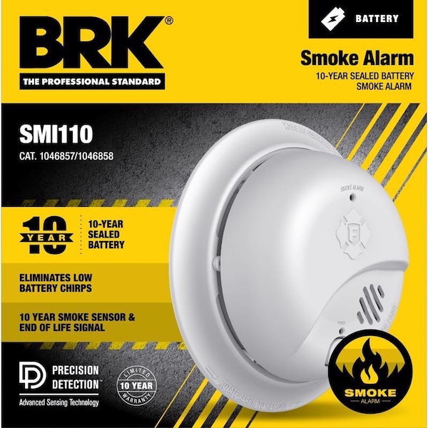 Brk BRK 10 Year Battery-Powered Ionization Smoke Detector 1 pk - 1046857