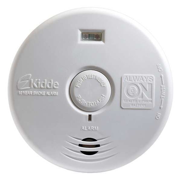 Kidde Smoke Alarm, 85 dB @ 10 ft, Sealed Lithium Ion, Photoelectric Battery Backup: Yes - 21010167