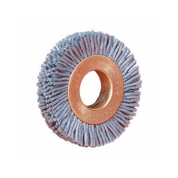Nylox Burr-Rx Wheel Brush, Small Diameter, 3 in Brush Dia, 1/2 in Face W, 1/2 in Arbor Hole, Crimped/Round - 16263