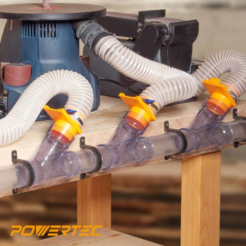 POWERTEC 2-1/2 pulgadas ID Y Conexión para tubería OD o conectores OD Unión para conexión de manguera de polvo para sistemas de recolección de polvo (paquete de 2) - 70320-P2
