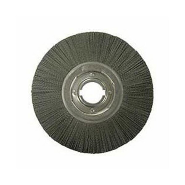 Nylox Burr-Rx Wheel Brush, Composite, 12 in Brush Dia, 1-1/4 in Face W, 2 in Arbor Hole, Crimped/Round Fil - 86133