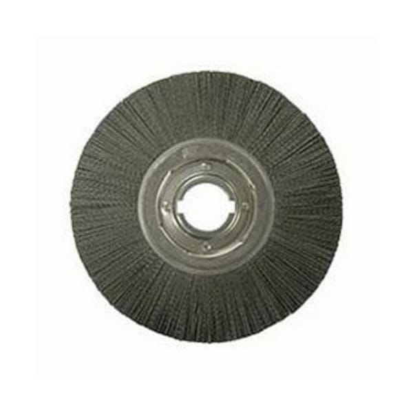 Nylox Burr-Rx Wheel Brush, Composite, 12 in Brush Dia, 1-1/4 in Face W, 2 in Arbor Hole, Crimped/Round Fil - 86133