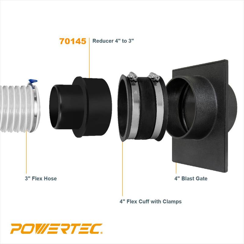 Reductor de manguera de 4 pulgadas a 3 pulgadas para sistemas de recolección de polvo - 70145