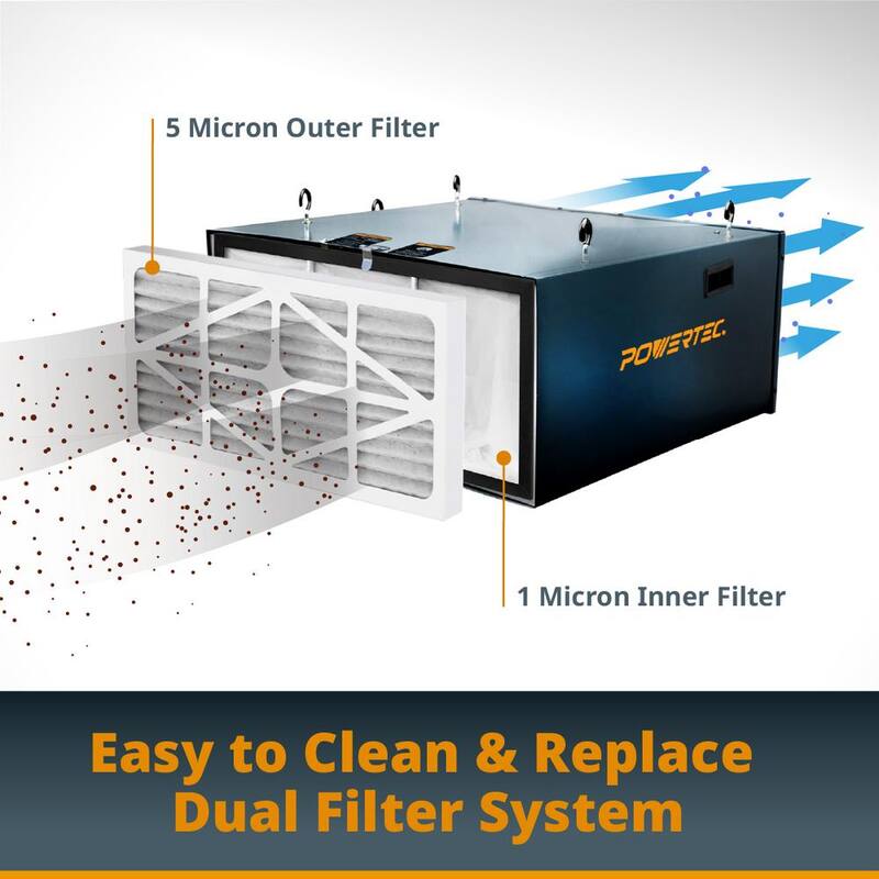Filtros externos de 5 micras POWERTEC para AF1044, AF1045 y WEN 3417, AF1270 Filtración de aire (paquete de 2) - 75020-P2