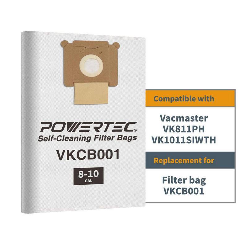 Bolsas de filtro de tejido de reemplazo para Vacmaster VK811PH, VK1011SIWTH, bolsa de polvo 6PK - 75043-P2 de POWERTEC para aspiradora de taller.