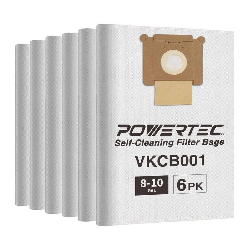 Bolsas de filtro de tejido de reemplazo para Vacmaster VK811PH, VK1011SIWTH, bolsa de polvo 6PK - 75043-P2 de POWERTEC para aspiradora de taller.