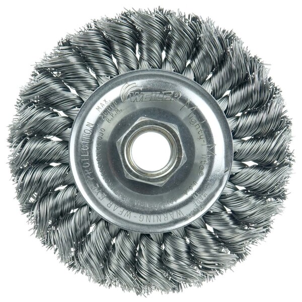 Weiler Standard Twist Knot Wire Wheel 4", .020" Steel Fill, 5/8"-11 UNC Nut - 13120