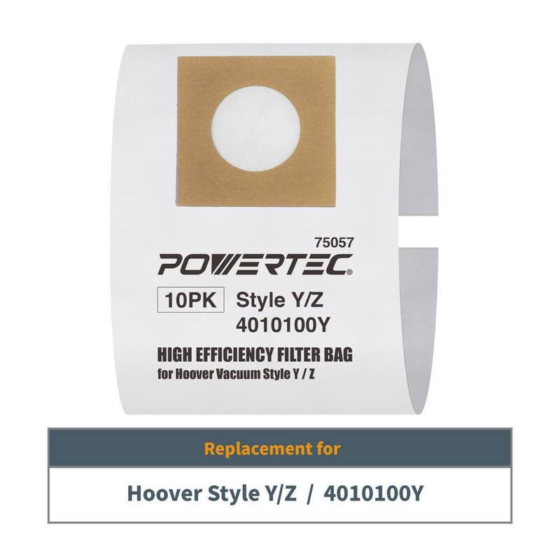 Reemplazo de bolsa de filtro de alta eficiencia POWERTEC para aspiradora Hoover estilo Y/Z de 2 capas con filtro de alergenos (paquete de 10) - 75057