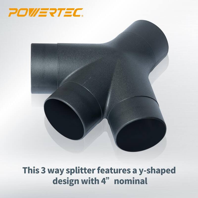 Adaptador de recolección de polvo de 3 vías POWERTEC con diseño en forma de Y para manguera y abrazadera de 4 pulgadas (paquete de 2) - 70275-P2N