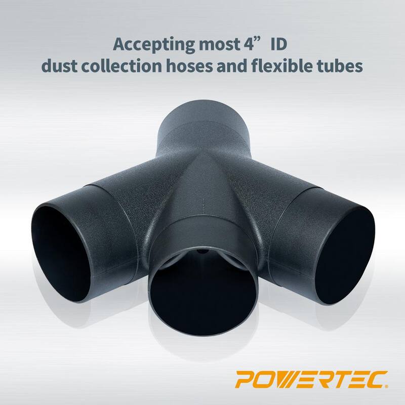 Adaptador de recolección de polvo de 3 vías POWERTEC con diseño en forma de Y para manguera y abrazadera de 4 pulgadas (paquete de 2) - 70275-P2N