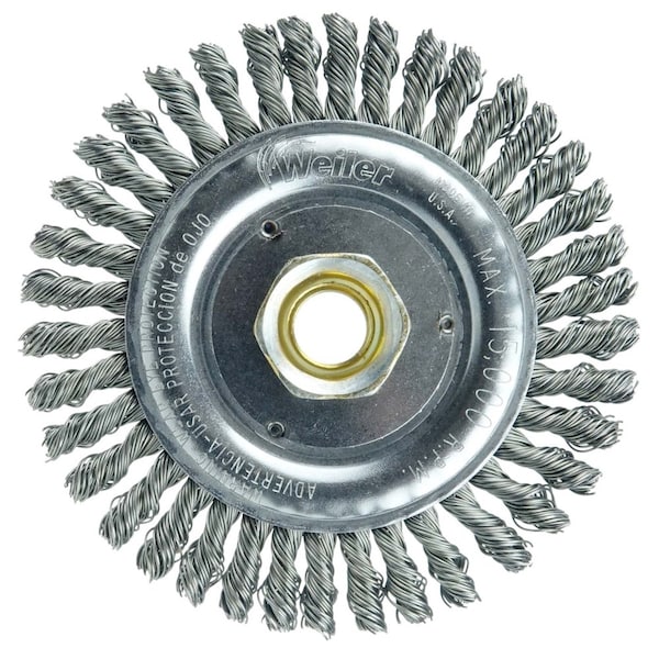 Weiler Roughneck Jr. 4-1/2" Wire Wheel, .020" Steel Fill, 5/8"-11 UNC Nut - 13232