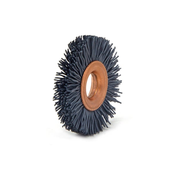 Brush Research Manufacturing CY114500SC Abrasive Nylon Copper Center Wheel, 1.25" Dia., 500SC, .375" Arbor Hole, .250" Trim - CY114500SC