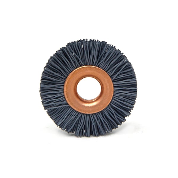 Brush Research Manufacturing CY114500SC Abrasive Nylon Copper Center Wheel, 1.25" Dia., 500SC, .375" Arbor Hole, .250" Trim - CY114500SC